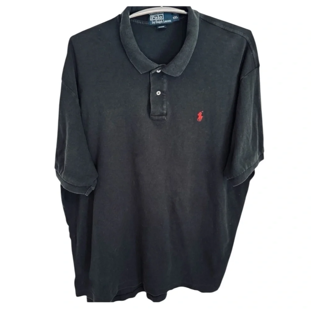 Ralph Lauren Men's Polo Shirt in Black with Red Embroidered Logo